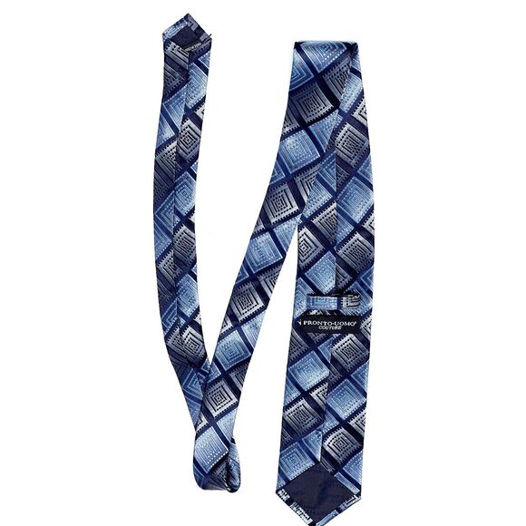 Pronto Uomo Couture Blue Diamond Tie - Picture 4 of 5